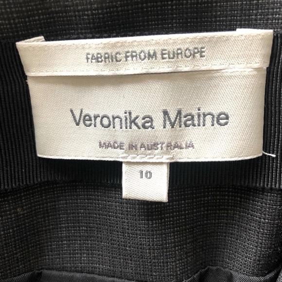 VINTAGE | VERONIKA MAINE Charcoal Check Tailored Blazer Business Casual Size 10 - Picture 14 of 16